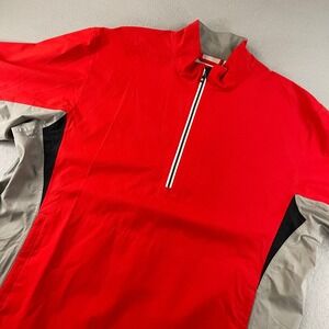 FJ DryJoys Mens Golf 1/4‎ Zip Pullover Jacket Red Black Gray Size L